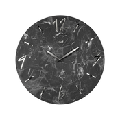 LOWELL Stenska ura marmor 50 cm, 11459, okrogla, črna, les