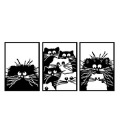 Wallxpert Zidna dekoracija Cats, 50x70cm, 3 komada, Crna