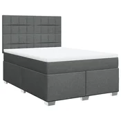 Vidaxl Box spring posteljni z vzmetnico temno siv 140x190 cm blago