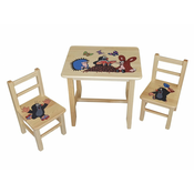 AtmoWood Lesena otroška miza s stoli - Krtek