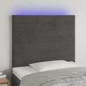 Vidaxl vidaXL Vzglavje postelje z LED diodo temno sivo 100x5x118/128 cm žametno