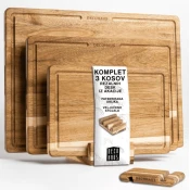 Deco Haus Set 3 lesenih desek za rezanje iz trdne akcije [debeline 2 cm] – deske za rezanje z žlebom za sok – lesene deske za kuhinjo 40 x 30, 33 x 24, 26 x 18 – lesena deska za rezanje