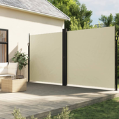 vidaXL Zložljiva stranska tenda krem 200x600 cm