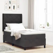 vidaXL vidaXL Box Spring Postelja z Blazino in LED Črna 100x200 cm Žamet, (22048874)