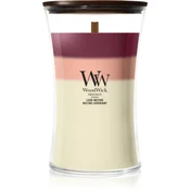 Woodwick Trilogy Lush Nectar dišeča sveča z lesenim stenjem 610 g
