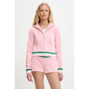 Pulover Juicy Couture VELOUR CROPPED STRIPE HOODIE