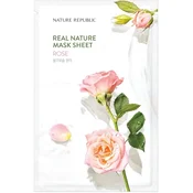 Nature Republic Real Nature Rose Sheet Mask - Maska proti Staranju za Obraz 1kos/23ml