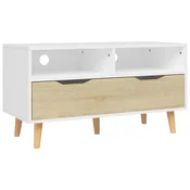 Vidaxl TV omarica bela in sonoma hrast 90x40x48,5 cm inženirski les