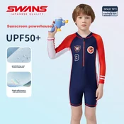 Swans Jednodelni kupaci kostim za decake, Teget-crveni