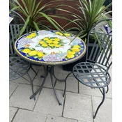Casa Padrino Luxury Art Nouveau Wrought Iron Garden Furniture Set Multicolored/Gray - 1 Garden Table & 2 Garden Chairs - Baroque & Art Nouveau Garden Furniture - Luxury Quality - Made in Italy