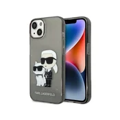 Karl Lagerfeld Klhcp14mhnkctgk za iphone 14 plus prozorno črn ovitek z belščicami - glitter iml nft