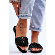 Womens slippers with fashion decorations S.Barski Black