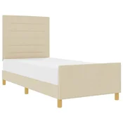 Vidaxl Konstrukcija postelje z vzglavjem krema 80 x 200 cm blago