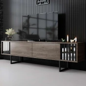 Hanah Home TV Komoda Chrome Line, 180x48x30 cm, Braon-Crna