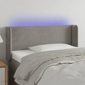 Vidaxl vidaXL Vzglavje postelje z LED svetlo sivo 103x16x78/88 cm žamet