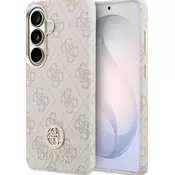 Guess PU usnje 4G z logotipom stras, zlato ogrodje, magnetni zadnji pokrov za Samsung Galaxy S26 roza