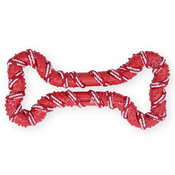 Pasja kost na vrvici – rdeča, 20 cm