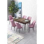 Hanah Home Set Trpezarijski sto i 6 stolica Zen, Roze-braon