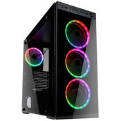 Kolink Midi-Tower Kućište za računala Kolink HORIZON Crna, RGB 4 predinstalirana ventilatora, Bočni prozor, Filter prašine