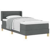 Vidaxl Postelja z vzmetnico z vzmetnico Temno siva 200 x 90 cm blago