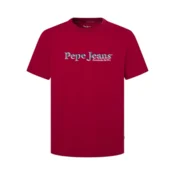 Pepe Jeans za moške. PM509649 Somers majica bordo barve (L), Priložnostno, Maroon, Kratek rokav, Organski bombaž, Trajnostni