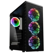 Ohišje KLK Observatory Lite Mesh RGB, Mid Tower, črno