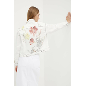 Traper jakna Guess CLARA za žene, boja: bijela, za prijelazno razdoblje, oversize, W4GN91 D4QV2