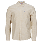 Tommy Jeans Srajce z dolgimi rokavi TJM REG LINEN BLEND SHIRT Bež