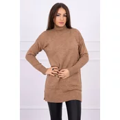 Sweater with stand-up collar camel