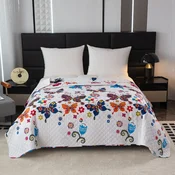 Pregrinjalo za posteljo BAREVNI METULJ beli Dimenzije: 170 x 210 cm