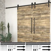 vidaXL Komplet opreme za drsna vrata 2 kosa 183 cm jeklo črne barve