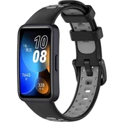 GS Silikonski pašček za Huawei Band 8/Huawei Band 9/Huawei Band 10, črn/siv