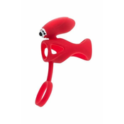 Gardj Europe Black & Red, penisni obroč z vibracijami, stimulacija klitorisa, silikon, rdeč, 14,5 cm
