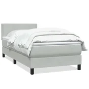 Vidaxl Box spring postelja z vzmetnico svetlo siv 90x220 cm žamet