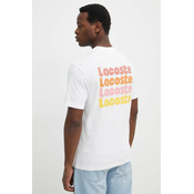Pamucna majica Lacoste za muškarce, boja: bijela, s tiskom