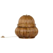 GUBI Namizna svetilka Bohemian 72, ratan, višina 45 cm - Dnevna soba/jedilnica - Dizajn - ratan, medenina - Les