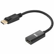 MS kabel Display port na HDMI F adapter, 20cm, 4K/30Hz, crni