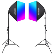 Neewer Kit NK800 two softboxes + bulbs RGB 24W 2700-6500K + tripods + barndoors