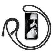 ZhinkArts ovitek za iPhone XR z vrvico za okoli vratu – prozoren, črna vrvica