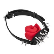 Rimba Bondage Play Mouthgag with Bit and Studs Black-Red