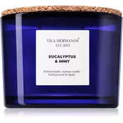Vila Hermanos Apothecary Cobalt Blue Eucalyptus & Mint dišeča sveča 350 g