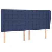 Vidaxl Vzglavje z ušesi modro 183x23x118/128 cm blago