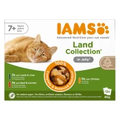 36 + 12 gratis! 48 x 85 g IAMS  - Senior 7+ Land Collection u želeu