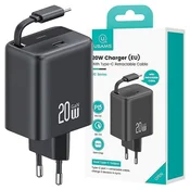 USAMS USAMS OMREŽNI POLNILEC 1X USB-C REWELLED KABEL PD+QC 20W GAN FAST BLACK, (21974777)