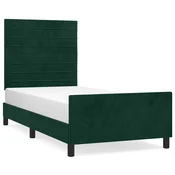 Vidaxl Posteljni okvir brez vzmetnice temno zelen 90x190 cm žamet