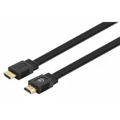MANHATTAN Manhattan ploščati visokohitrostni kabel HDMI z ethernetnim kanalom 4K @ 60Hz UHD HDMI moški moški na HDMI moški 15 m HDR HEC ARC pozlačeni kontakti č, (20417914)