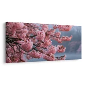 Slika cvetoča sakura nad mirno vodo - 80x40