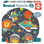 Puzzle za najmlađe okrugle The Space Round Educa životinje u svemiru 28 dijelova 48 cm promjer