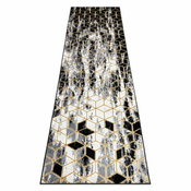 eoshop Preproga, tekač GLOSS moderni 409A 82 Kocka elegantna, glamur, art deco črna/siva/zlata ( - Velikost: 60x250 cm)