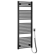 Električni kopalniški radiator DIRECT-E, raven, 450x1320 mm, 400 W, črn - Črna mat barva - 450x1320 mm - Aqualine - DIRECT-E & ORBIT-E - 24 - Jeklo - Oblika H - Oblika H - 450 - 1320 - 400 - 14